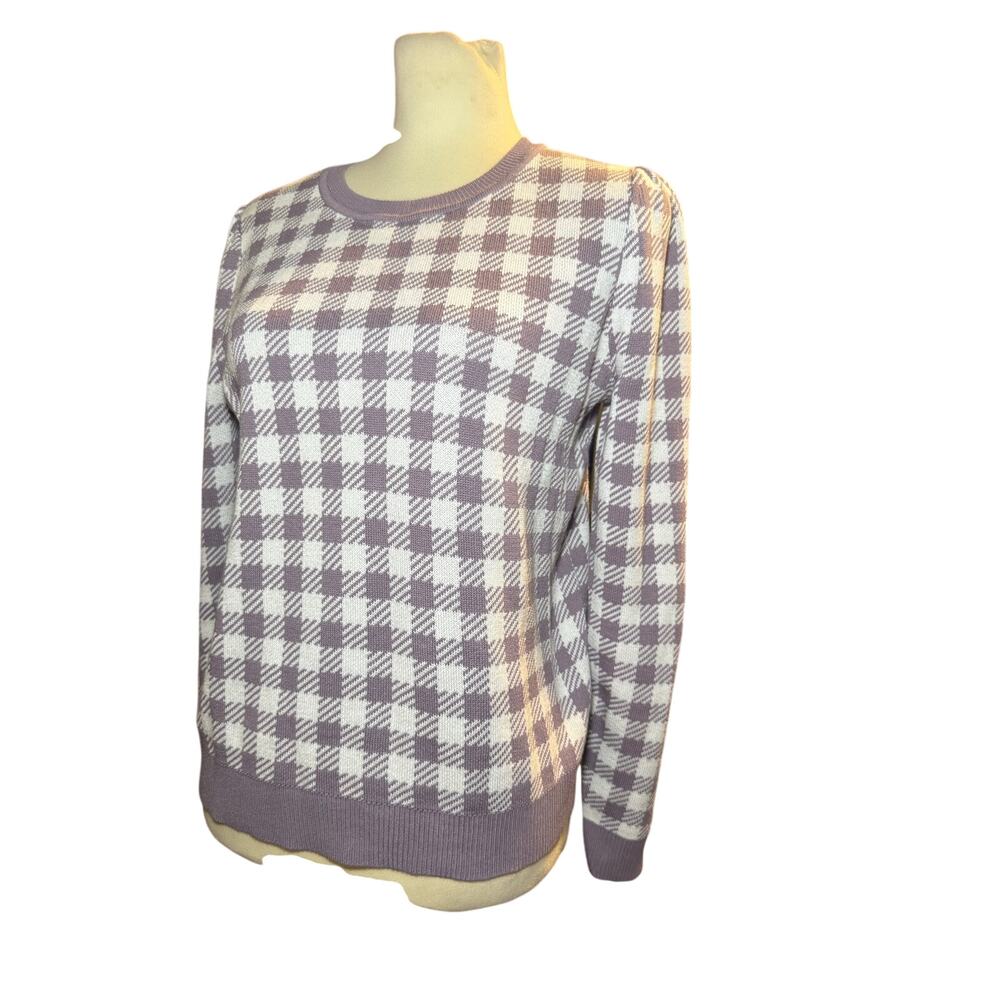Garnet Hill Lavender Gingham Pima Cotton Pullover, Women's Size Medium